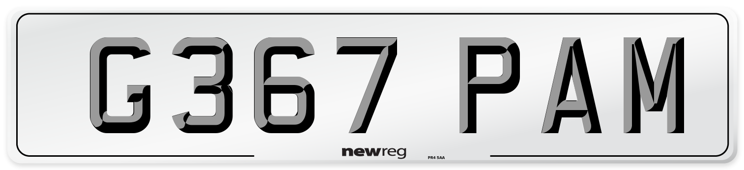 G367 PAM Number Plate from New Reg